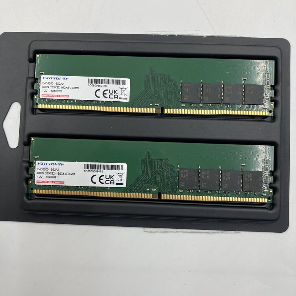ドスパラセレクト DDR4-3200 16GB×2枚 計32GB 中古 ﾄﾞｽﾊﾟﾗｾﾚｸﾄ D4D3200-16G2A2(DDR4 PC4-25600 16GBx2) 201401
