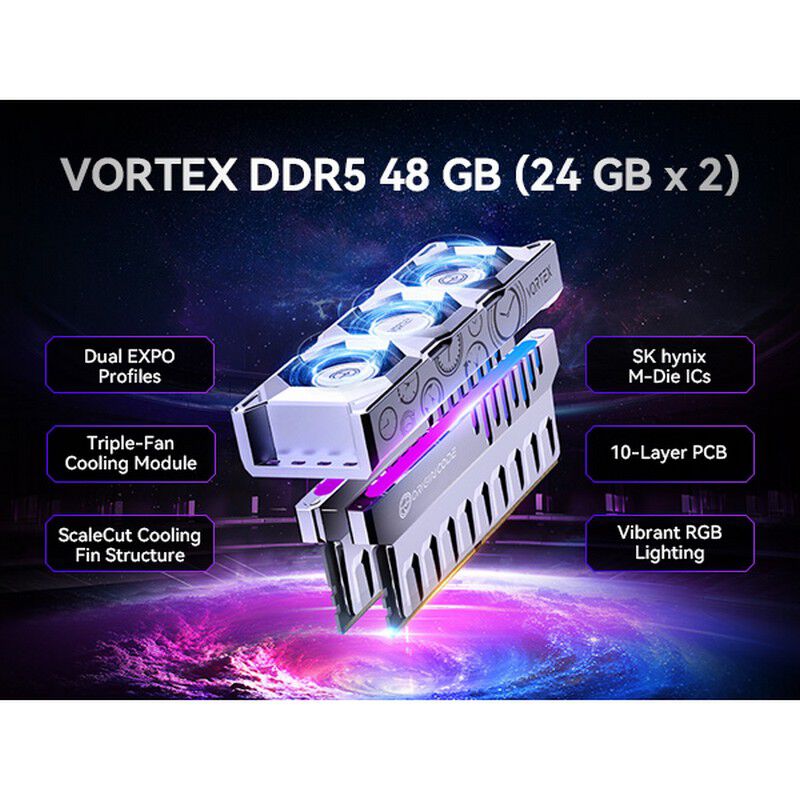 Biwin VORTEX OCL602648D-VS (DDR5 PC5-48000 24GB 2枚組 空冷ファン