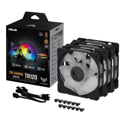 ASUS  TUF Gaming TR120 ARGB Reverse Fan - Triple Pack ブラック (TUF GAMING TR120 FAN ARGB REVERSE BLACK 3IN1) 