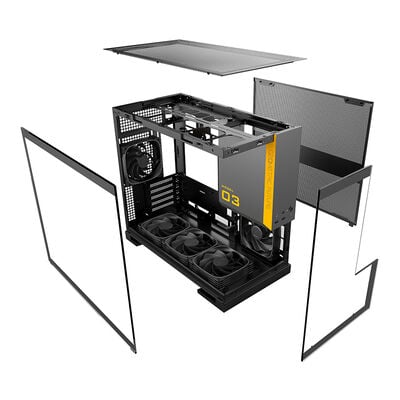 Geometric Future  MODEL 3 with 5FAN GF-M3-GB PLUS (MicroATX ガラス グレー／ブラック) 