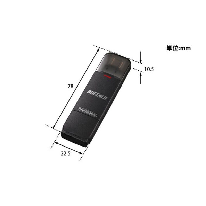 BUFFALO SSD-SDH1.0U3BA/D (USB3.2 Gen2 ポータブルSSD 1TB