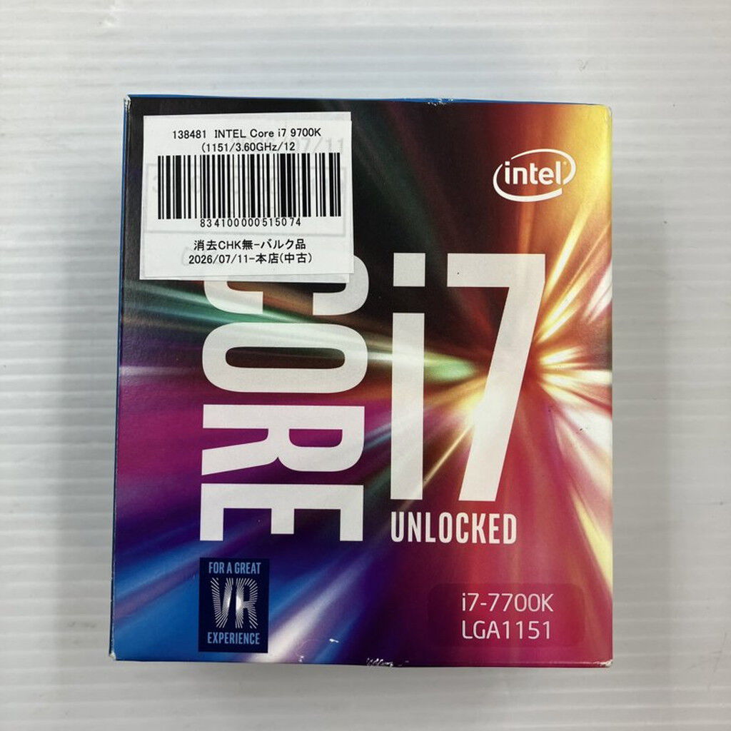 Intel Core i7-9700 中古 中古 INTEL Core i7 9700K (1151/3.60GHz/12M/C8/T8) 138481 （379302