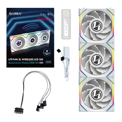 Lian-Li  UNI FAN SL WIRELESS LCD120 REVERSE BLADE WT 3Pack UF-RS-SL120-LCD-WLS-3W (120mm ホワイト 3個パック) 