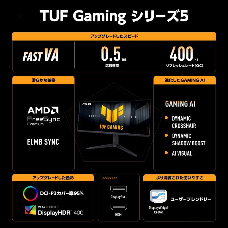 ASUS TUF Gaming VG34WQL5A-P (34インチワイド 湾曲液晶モニター
