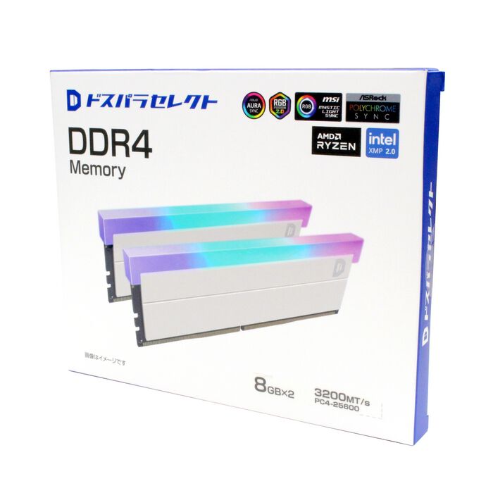 ドスパラセレクト D4D3200-8G2A1-RGB-WH メモリ ドスパラセレクト D4D3200-8G2A1-RGB-WH (DDR4 PC4-25600 8GB 2枚組