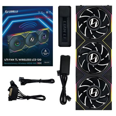 Lian-Li  UNI FAN TL 120 LCD REVERSE BLADE WIRELESS BK 3Pack UF-RS-TL120-LCD-WLS-3B (120mm ブラック 3個パック) 