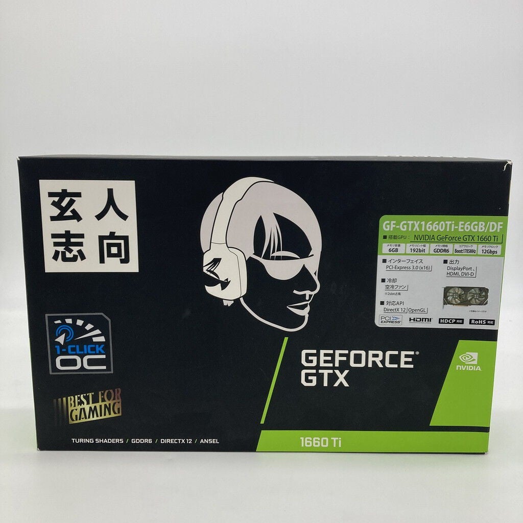 中古 玄人志向 GF-GTX1660Ti-E6GB/DF (GTX1660Ti 6G GDR6) 139076