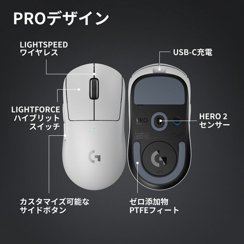 Logicool PRO X SUPERLIGHT 2c G-PPD-004WLCO-WH (ホワイト