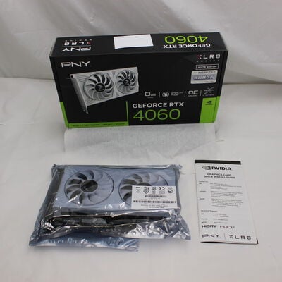 【通販センター】中古  PNY GeForce RTX 4060 8GB XLR8 Gaming OC DUAL FAN White Edition VCG40608DFWXPB1-O（RTX4060 8GB） 3480040358 