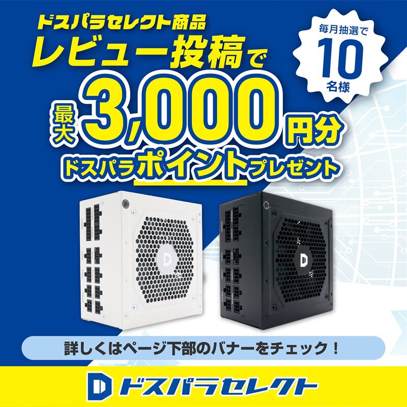 850W-GOLD-ATX31-WH [ホワイト] ドスパラセレクト ドスパラセレクト 850W-GOLD-ATX31-WH (850W ホワイト) ｜ パソコン