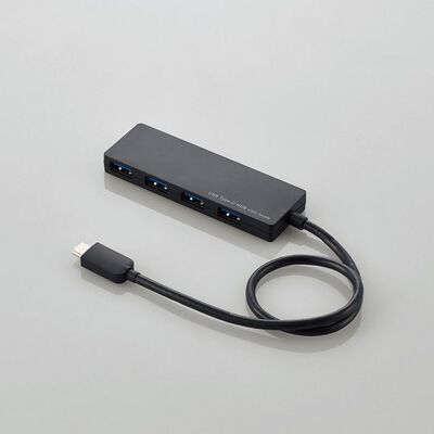 エレコム  U3HC-A430BBK (USB Type-C接続4ポートUSB3.1ハブ ブラック ケーブル長30cm) 