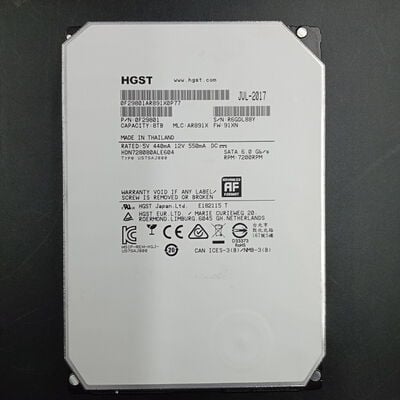 【大須店】中古  HGST HDN728080ALE604 8TB（3.5インチ HDD 8TB SATA） 3480034508 