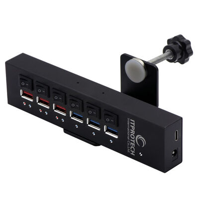 ITPROTECH  USB3.2パワーハブBLACK（CLAMP&SWITCH） IPT-POWER6HUB-BK2 [183392] 