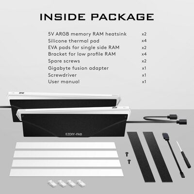 EZDIY  RAM Heatsink V2-Black-2 Pack EZDPI061-8-1 (メモリ用ヒートシンク 2個入 ブラック) 