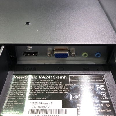 【甲府飯田店】中古  Viewsonic VA2419-SMH-7 (23.8”W 1A1H 5ms IPS) 182907 