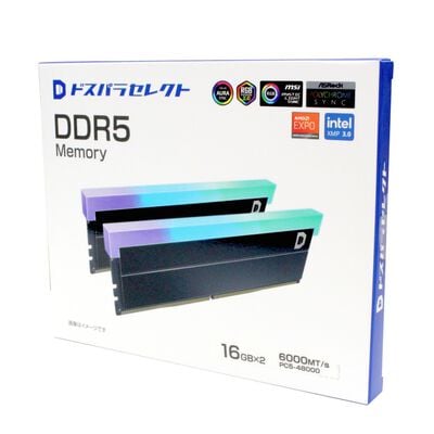 ドスパラセレクト  D5D6000-16G2A1-RGB-BK (DDR5 PC5-48000 16GB 2枚組) 