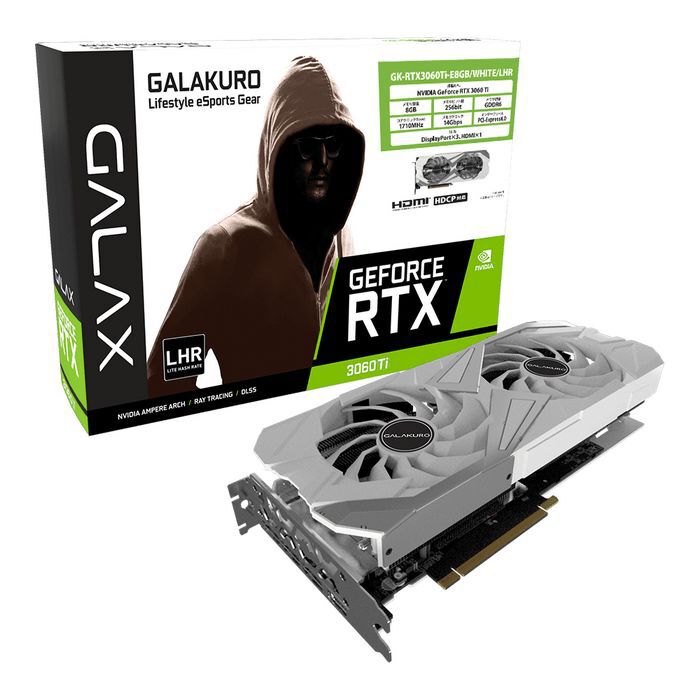 GeForce RTX 3060 Ti 8GB ホワイト 玄人志向 GK-RTX3060Ti-E8GB/WHITE/LHR (GeForce RTX 3060 Ti 8GB) LHR
