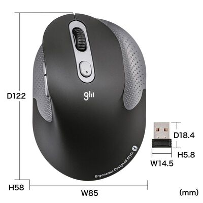 サンワサプライ  MA-EWBBS528LBK 静音ワイヤレスエルゴノミクスコンボマウス（2.4GHzワイヤレス＋Bluetooth・高さ58mm） 