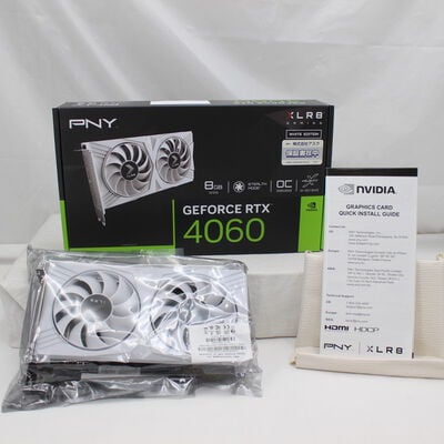 【通販センター】中古  PNY GeForce RTX 4060 8GB XLR8 Gaming VETRO OC DUAL FAN WHITE EDITION VCG40608DFWXPB1-O（RTX4060 8GB） 3480040237 