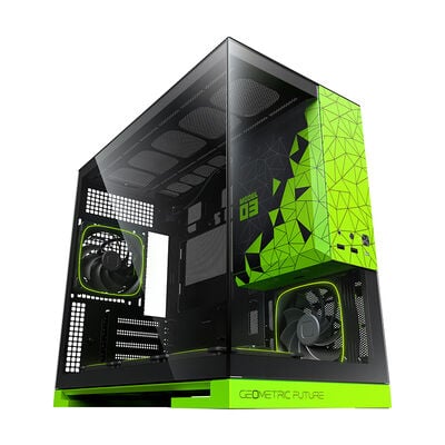 Geometric Future  MODEL 3 with 5FAN GF-M3-GR PLUS (MicroATX ガラス グリーン／ブラック) 