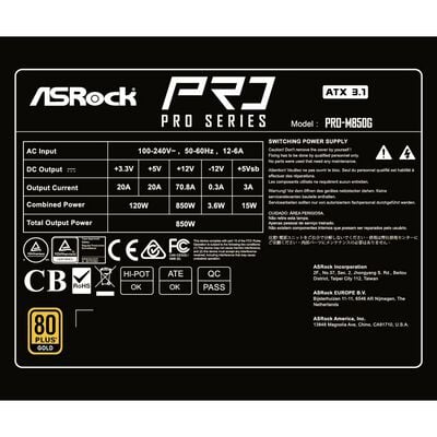 ASRock  PRO-M850G (ATX 850W) 