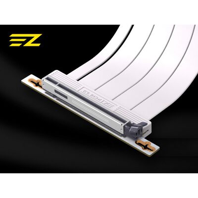 EZDIY  RC21 - PCIe 5.0 x16 200 mm Riser Cable 90-Degree - White EZDPC247-1 (PCIe 5.0 ライザーケーブル 200mm ホワイト) 