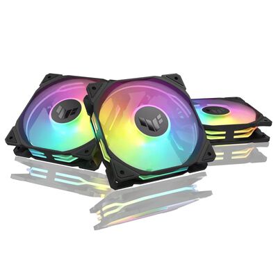 ASUS  TUF Gaming TR120 ARGB Reverse Fan - Triple Pack ブラック (TUF GAMING TR120 FAN ARGB REVERSE BLACK 3IN1) 