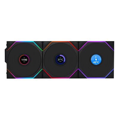Lian-Li  UNI FAN TL 120 LCD REVERSE BLADE WIRELESS BK 3Pack UF-RS-TL120-LCD-WLS-3B (120mm ブラック 3個パック) 