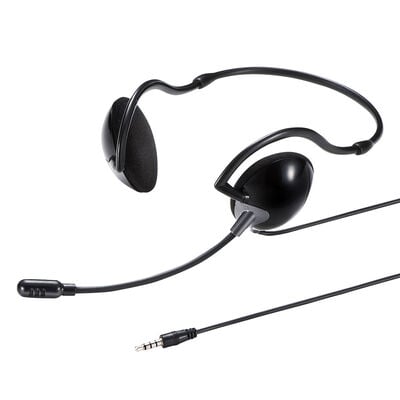 サンワサプライ  MM-HS403BK (4極対応ヘッドセット ネックバンドタイプ) 