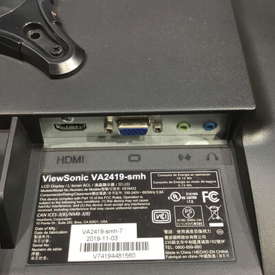 【松山環状枝松店】中古  Viewsonic VA2419-SMH-7 (23.8”W 1A1H 5ms IPS) 182907 