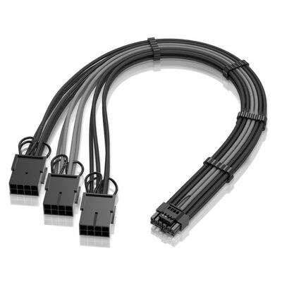 EZDIY  EZDPR186-6 (12VHPWR延長ケーブル 8pin×3 ブラック/グレー) 