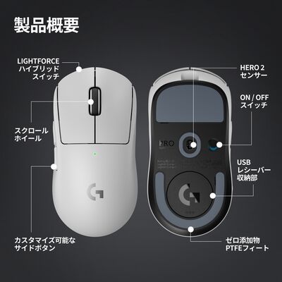 Logicool  PRO X SUPERLIGHT 2 Wireless Gaming Mouse G-PPD-004WL-WH (ホワイト) 