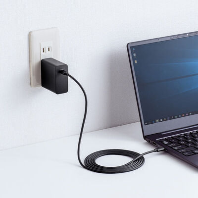 サンワサプライ  ACA-PD91BK (USB PD対応AC充電器 PD65W・Type-Cケーブル付き) 