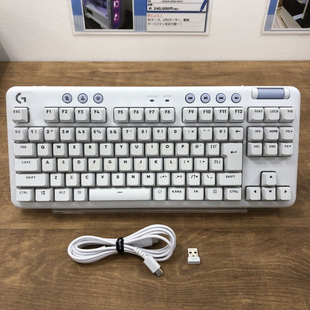 未使用 G715WL-TC [ホワイトミスト] 中古 ﾛｼﾞｸｰﾙ G715WL-TC (無線 ｹﾞｰﾐﾝｸﾞｷｰﾎﾞｰﾄﾞ) 190656 （335429