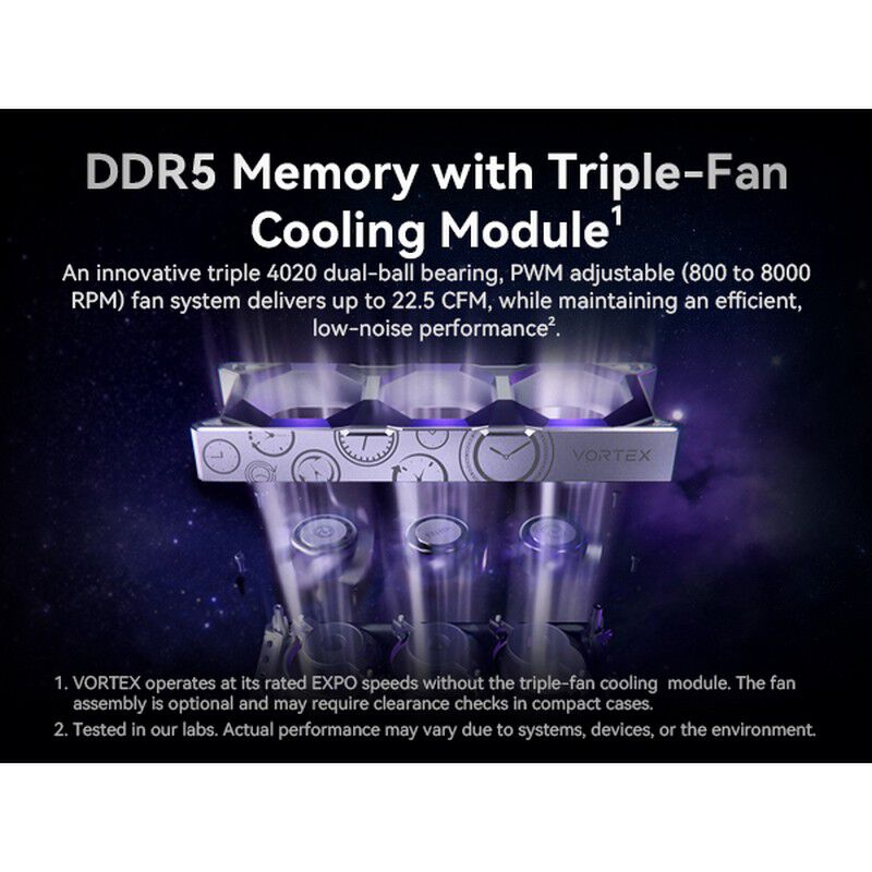 Biwin VORTEX OCL602648D-VS (DDR5 PC5-48000 24GB 2枚組 空冷ファン