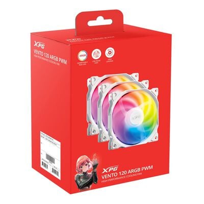 ADATA  VENTO 120 ARGB PWM VENTO120ARGBPWM3C-WHCWW (120mm ホワイト 3個パック) 