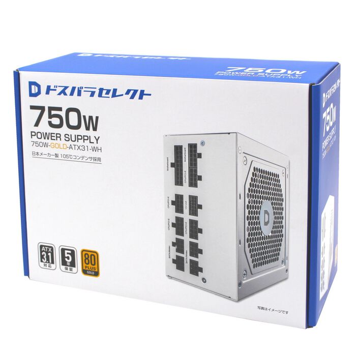 750W-GOLD-ATX31-WH 電源ユニット ドスパラセレクト 750W-GOLD-ATX31-WH (750W ホワイト) ｜ パソコン