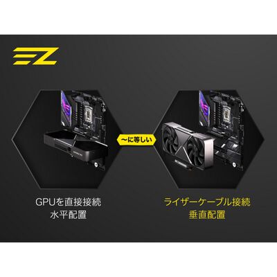 EZDIY  RC21 - PCIe 5.0 x16 200 mm Riser Cable 90-Degree - Black EZDPC247 (PCIe 5.0 ライザーケーブル 200mm ブラック) 
