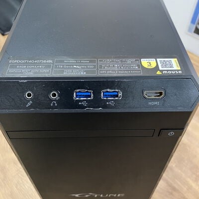 【宮崎恒久店】中古  mouse EGPDGI7(i7 14700F/64GB/SSD1TB/RTX4070 SUPER/W11H) 5160000643 