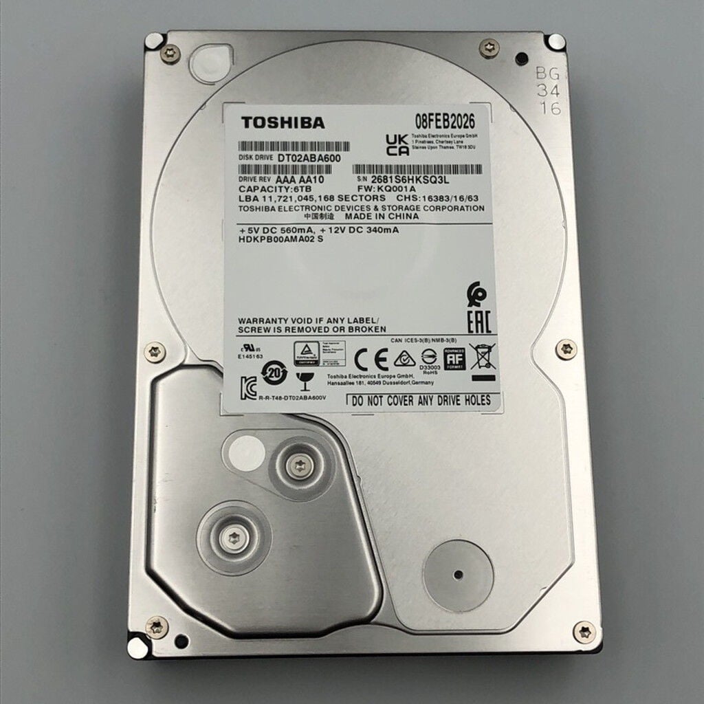 正常判定】東芝☆Toshiba 6TB HDD 3.5インチ SATA DT02ABA600V