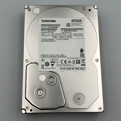 【甲府飯田店】中古  TOSHIBA DT02ABA600 (SATA3 6TB 5400rpm 128MB BLK) 4720002687 