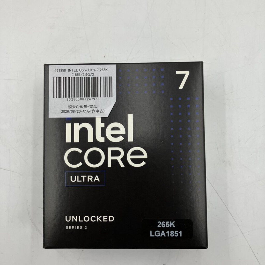 【中古品】Intel Core Ultra 7 265K 中古 INTEL Core Ultra 7 265K (1851/3.9G/30M/C20/T20) （392293