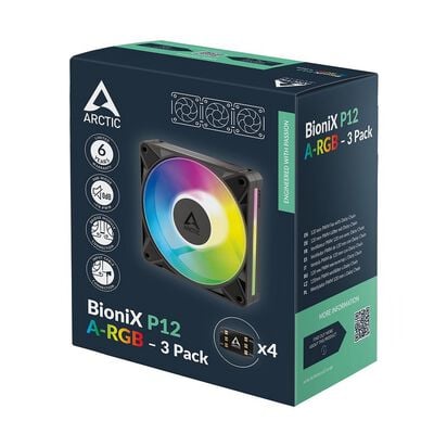 ARCTIC  BioniX P12 A-RGB - 3 Pack ACFAN00337A (120mm ARGB ブラック 3個パック) 