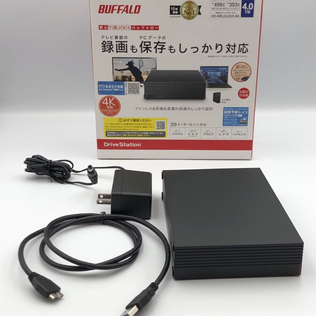 中古 BUFFALO HD-NRLD4.0U3-BA(USB3.1 外付HDD 4TB 黒) 4720003011