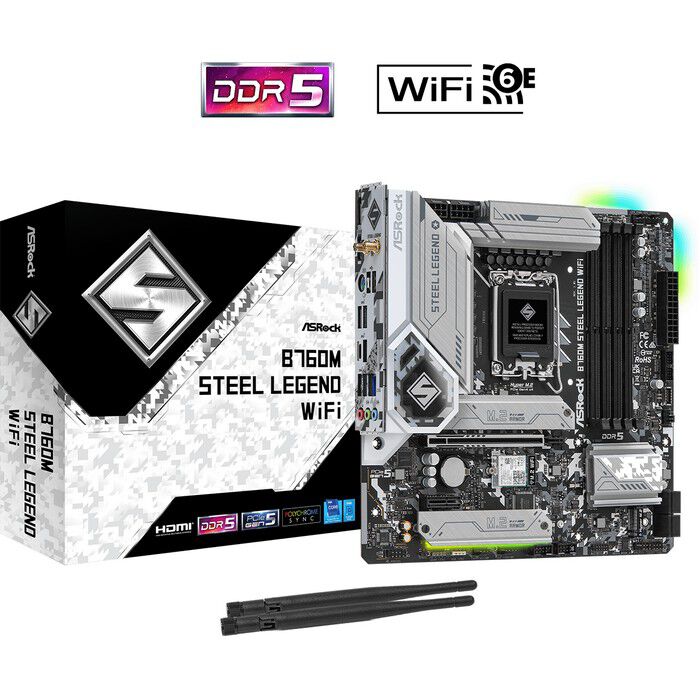 ASRock B760M Steel Legend WiFi (B760 1700 MicroATX ASRock B760M Steel Legend WiFi (B760 1700 MicroATX