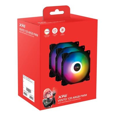 ADATA  VENTO 120 ARGB PWM VENTO120ARGBPWM3C-BKCWW (120mm ブラック 3個パック) 