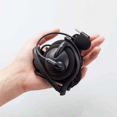エレコム  HS-NB06TBK (折りたたみ式ネックバンドタイプ ヘッドセット 有線 4極&phi;3.5mm) 