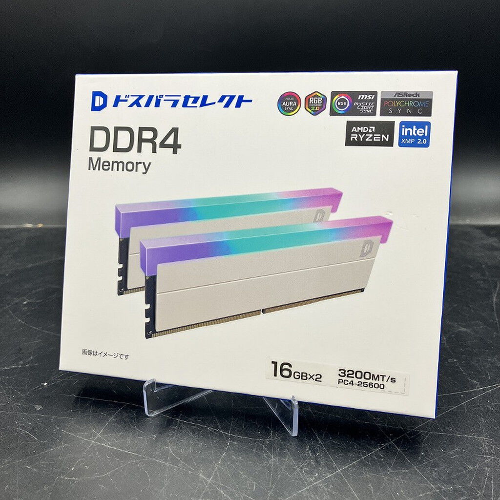 16Gメモリーバラ売り4枚32G 1枚 中古 ﾄﾞｽﾊﾟﾗｾﾚｸﾄ D4D3200-16G2A1-RGB-WH(DDR4-3200 16GBx2 3120024456