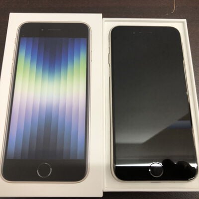 【福山ココローズ店】中古  【au版SIMフリー】Apple iPhoneSE 4.7インチ (第3世代) 64GB (スターライト) MMYD3J/A 154840 