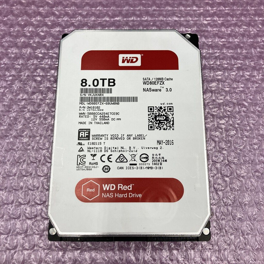 中古 Western Digital WD80EFZX-68UW8N0（3.5インチ HDD 8TB SATA